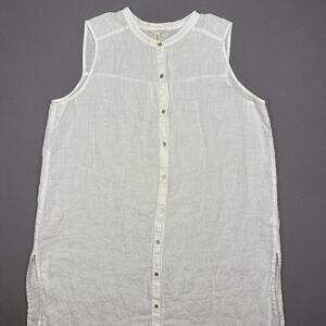 Eileen Fisher Organic Linen White Tunic Top Size Largr
E
